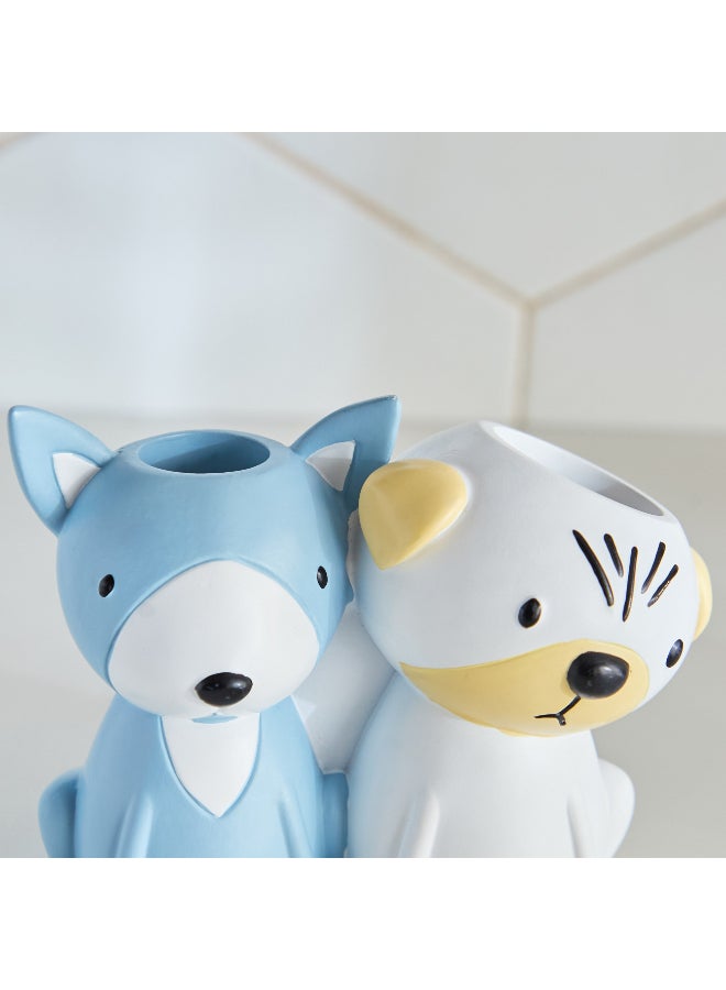 Home Box Joy Harper Pets Resin Brush Stand - Blue and White - Image 2